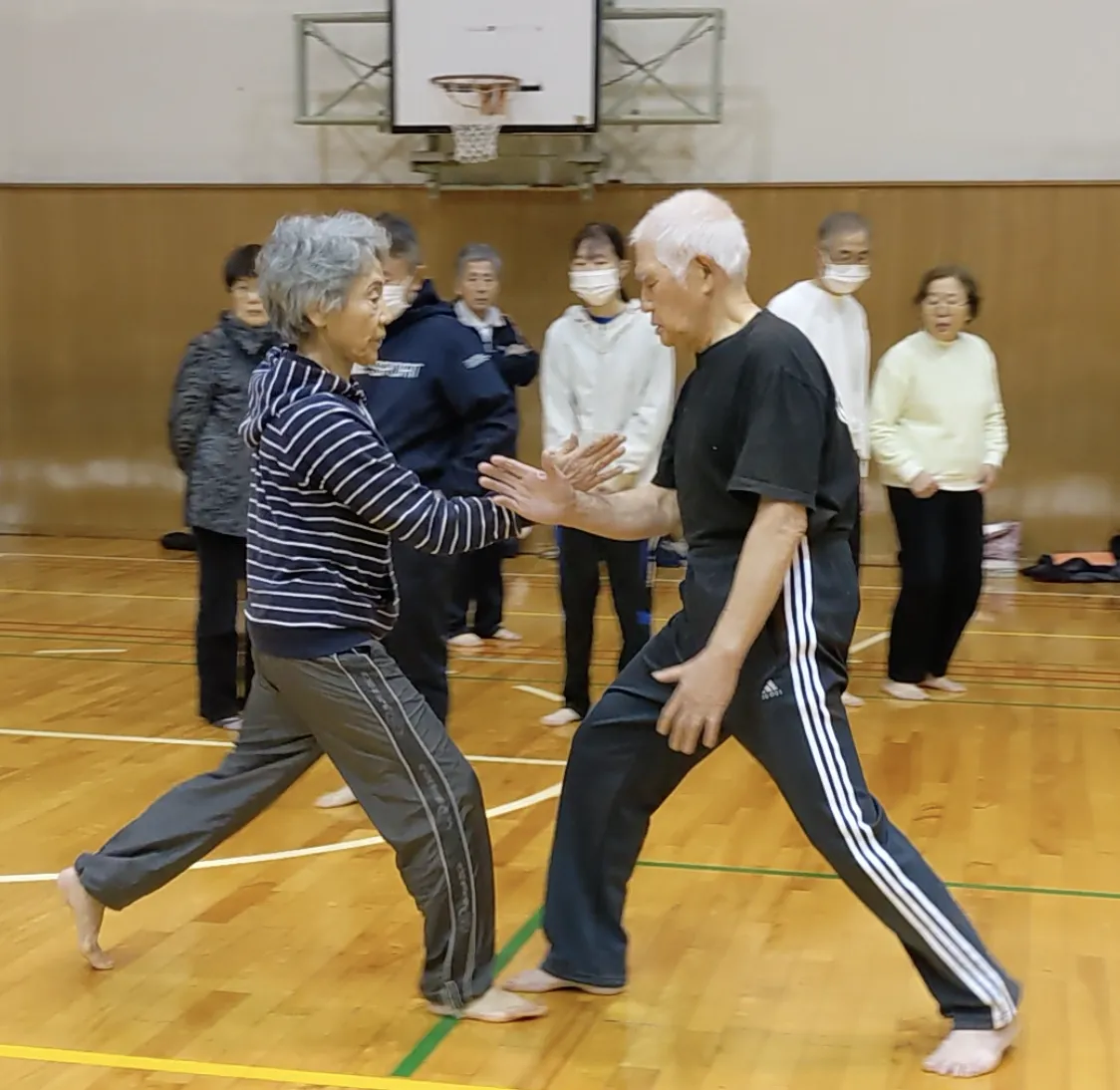 奈良武夫先生が対気の稽古をする様子